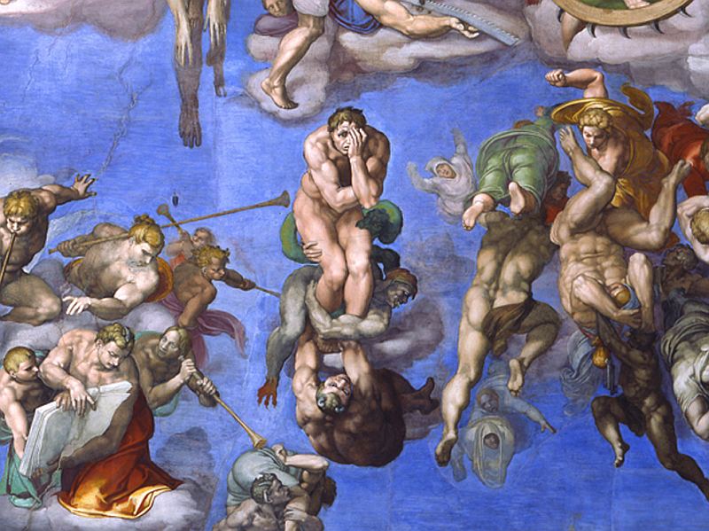 Auschnitt aus dem 'Jüngsten Gericht' von Michelangelo