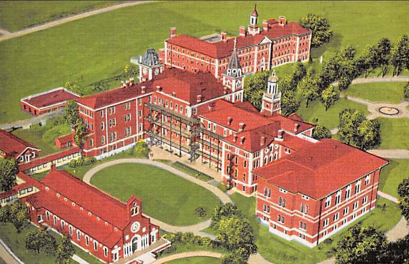 Postkarte aus der Zeit der ersten Spendensammlungen für St. Marys College.<br>Diese sehr großzügige Planung wurde so nie realisiert. Wie kriege ich den Alttext sichtbar?