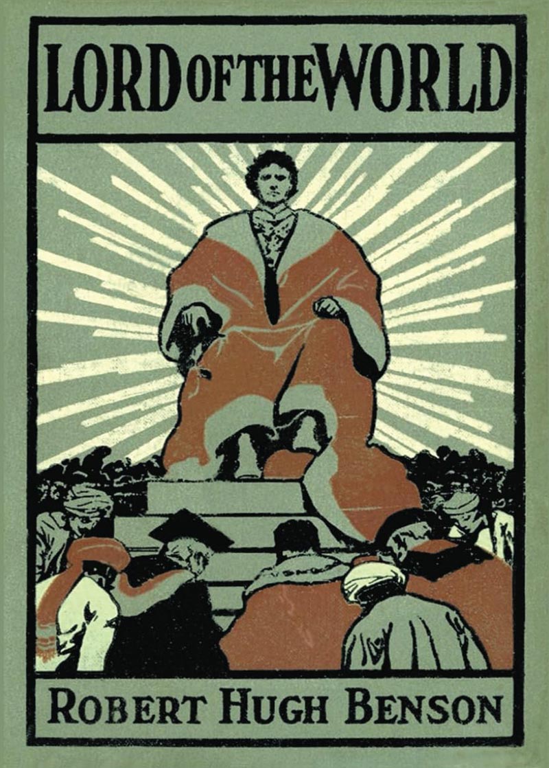 Das Photo des Titelblatts einer Ausgabe des hier besprochenen Buches zeigt dern  &bdquo;Herrn der Weltl&ldquo; auf seinen Thron, dem die WürdenTräger aus Wirtschaft, Religion und Wissenschaft ihre Revereenz erweisen.